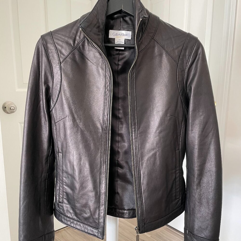 Calvin Klein Real Leather Moto Jacket Women Size S NWOT